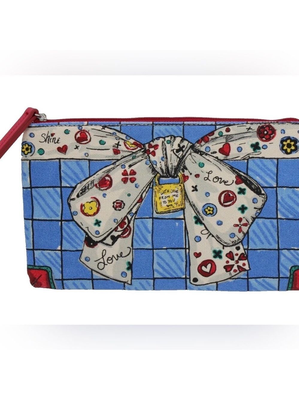 BRIGHTON Bow WITH LOVE FROM ME TO YOU Canvas Zipper Cosmetic Makeup Pouch